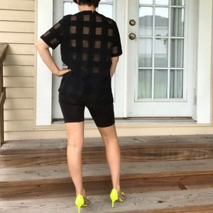 Black Organza plaid top